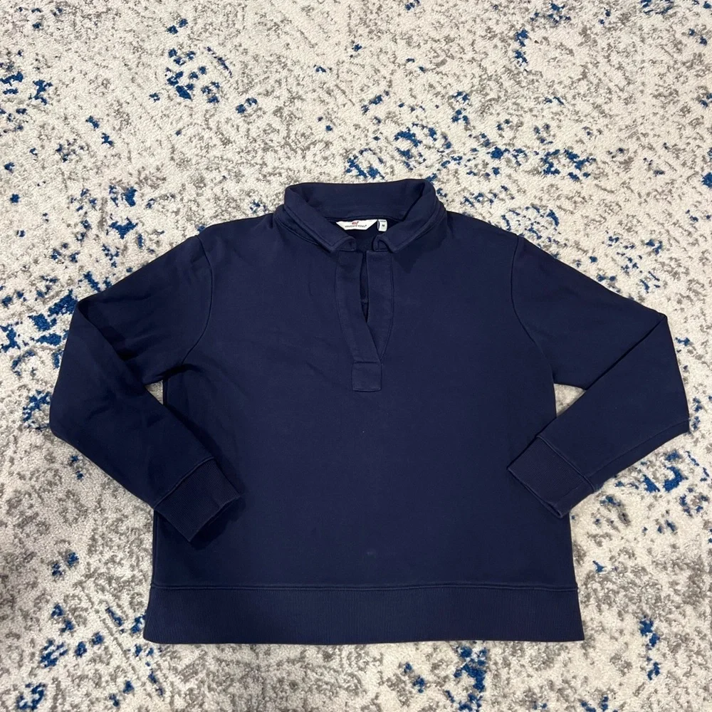 Vineyard Vines polo popover sweatshirt size medium navy - Picture 1 of 5